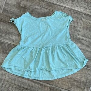 OshKosh‎ Girls' Turquoise Top Tie Sleeve Sparkle Peplum Summer Shirt Size 7
